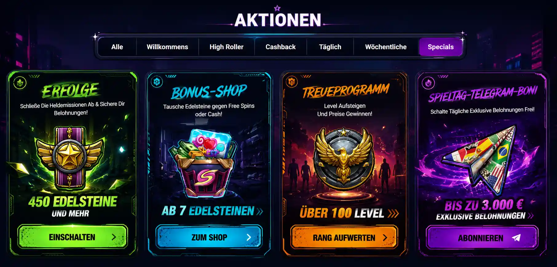 Spezial Aktionen für Spieler