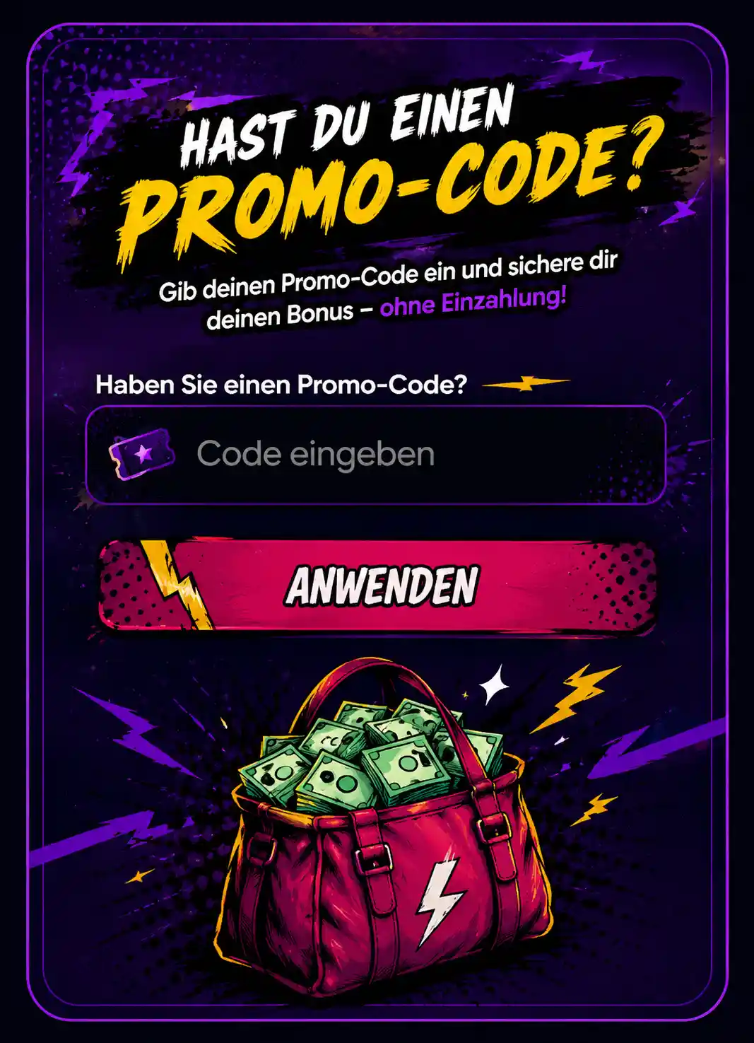 Promocode für zusätzliche Spiele